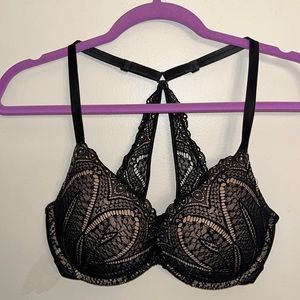 Calvin Klein Black & Tan Lace Push-up Bra 34D